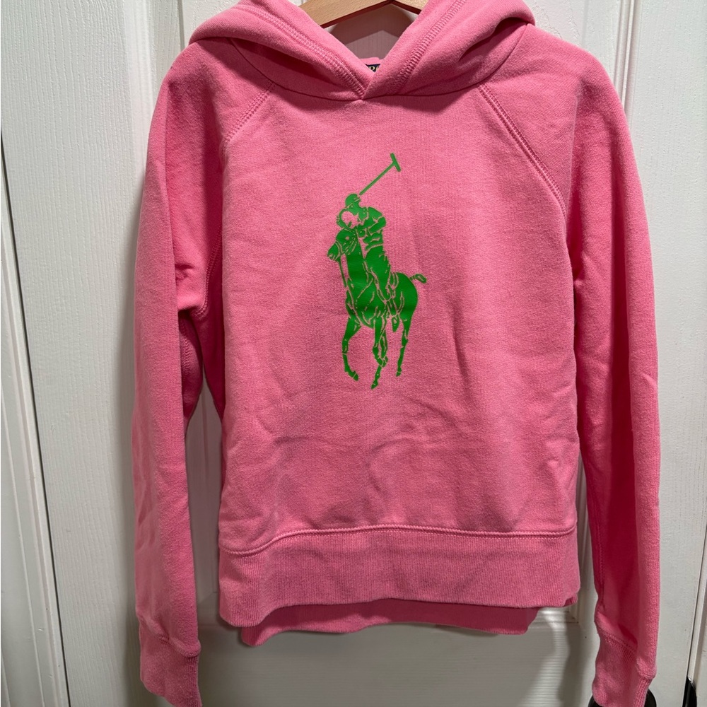 Polo by Ralph Lauren Kids Hoodie in Pink with Green Logo